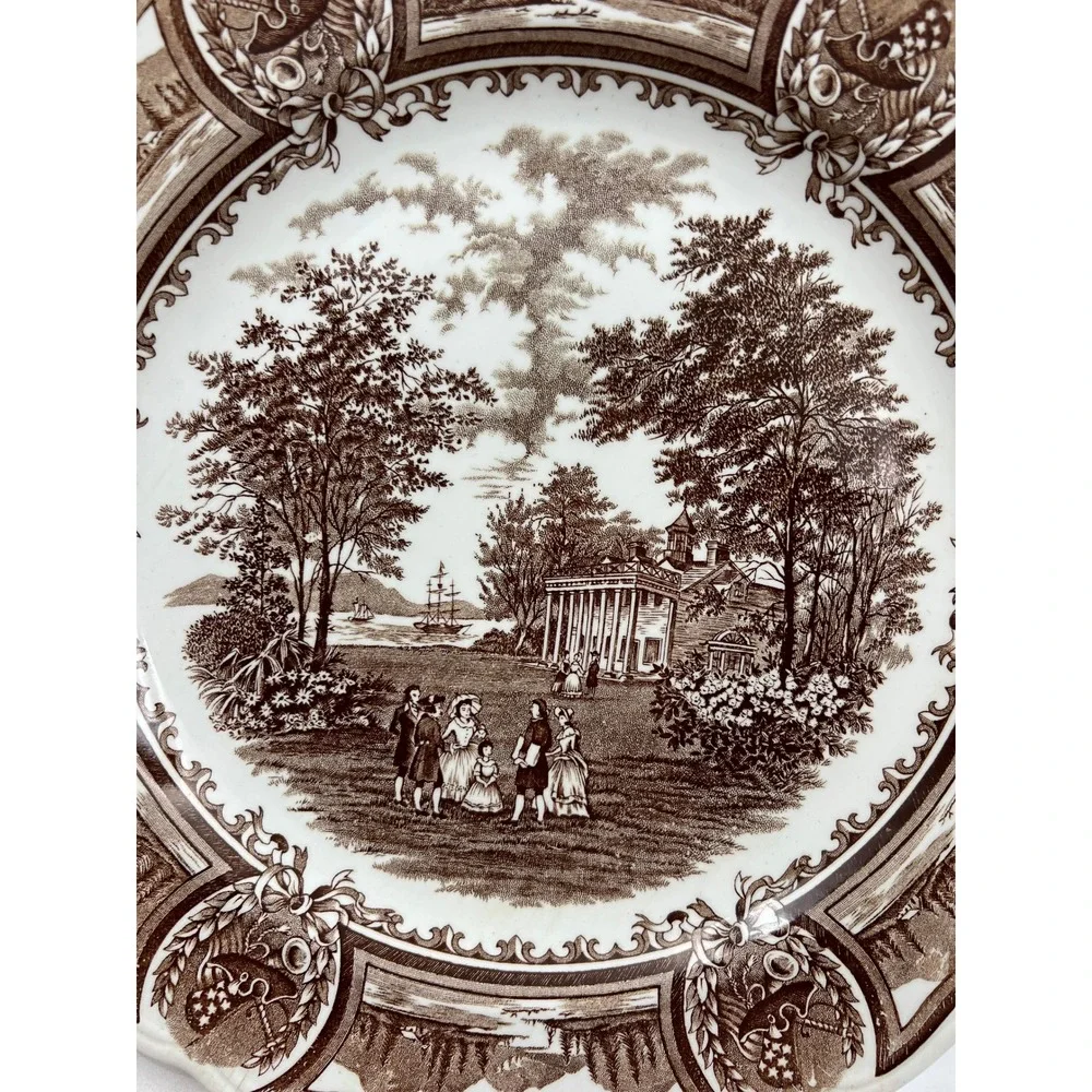 J&G Meakin Americana Style House Ironstone Brown Transferware Dinner Plates 2